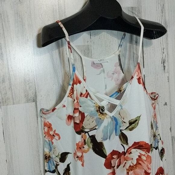 A. GAIN Cream Floral Strappy Sundress NEW 1X - Picture 6 of 8
